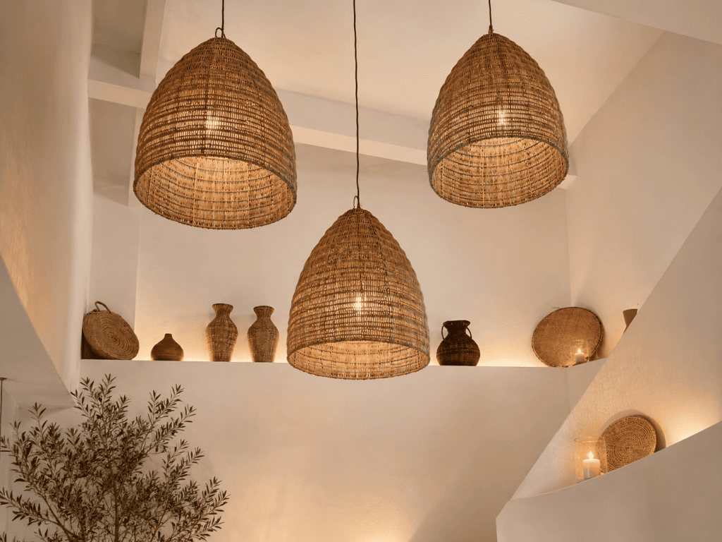 luminaires en rotin de Bali