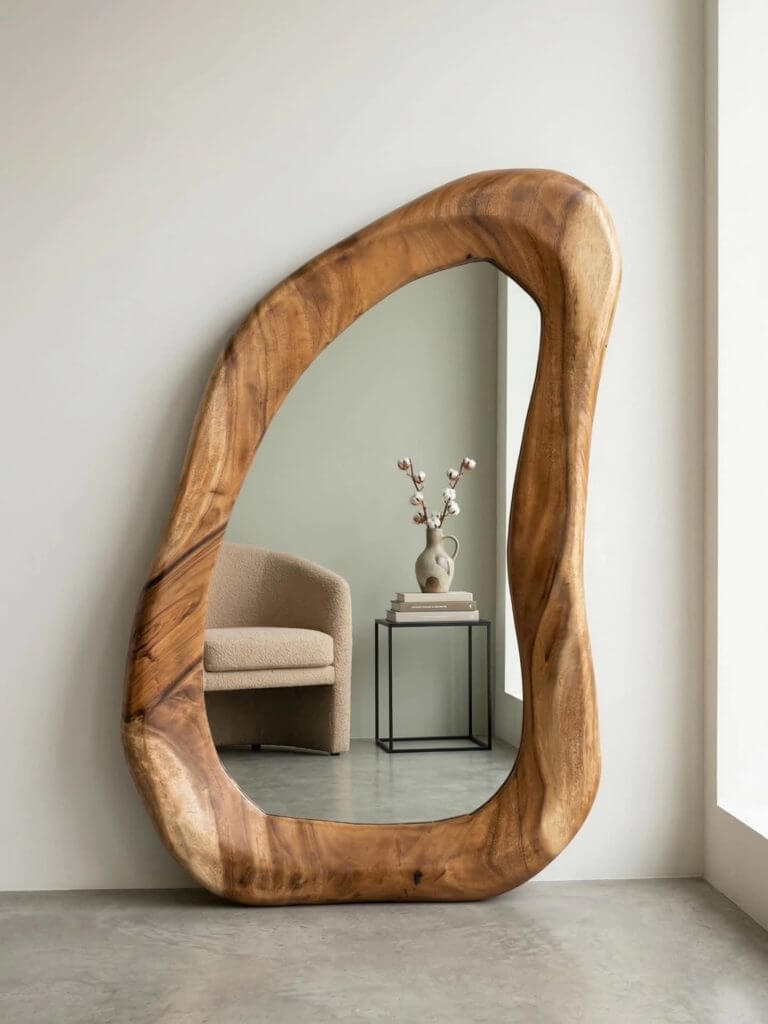 miroir en bois de suar de bali