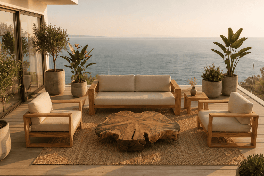 photo d'une terrasse avec mobilier en Corse